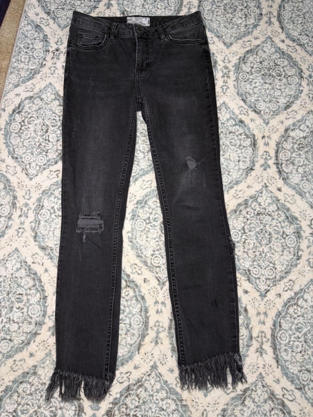 Free People Skinny Jeans with Frayed Hem